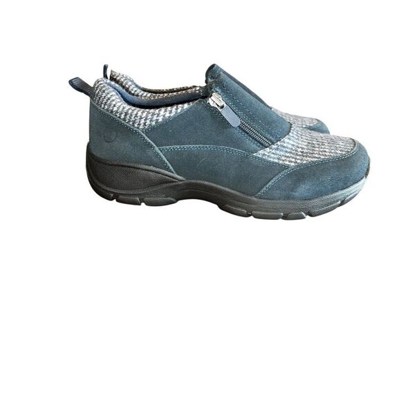 Lands' End All Weather Insulated navy Suede Zip Moc Shoes Women's 9.5D slip on - Picture 2 of 8